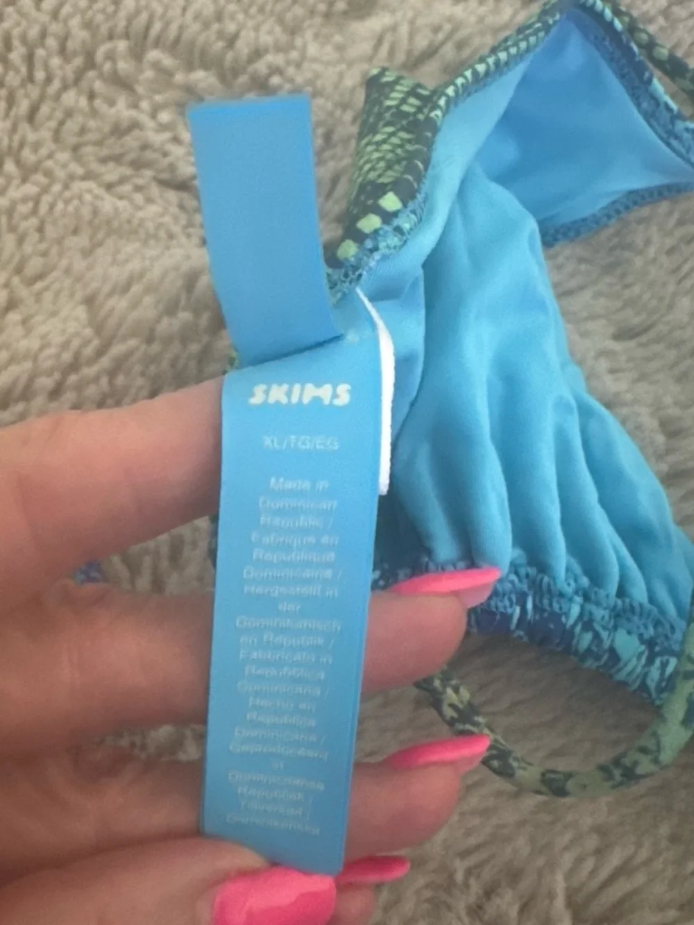 SKIMS Blue Snake-Print Triangle Bikini Set